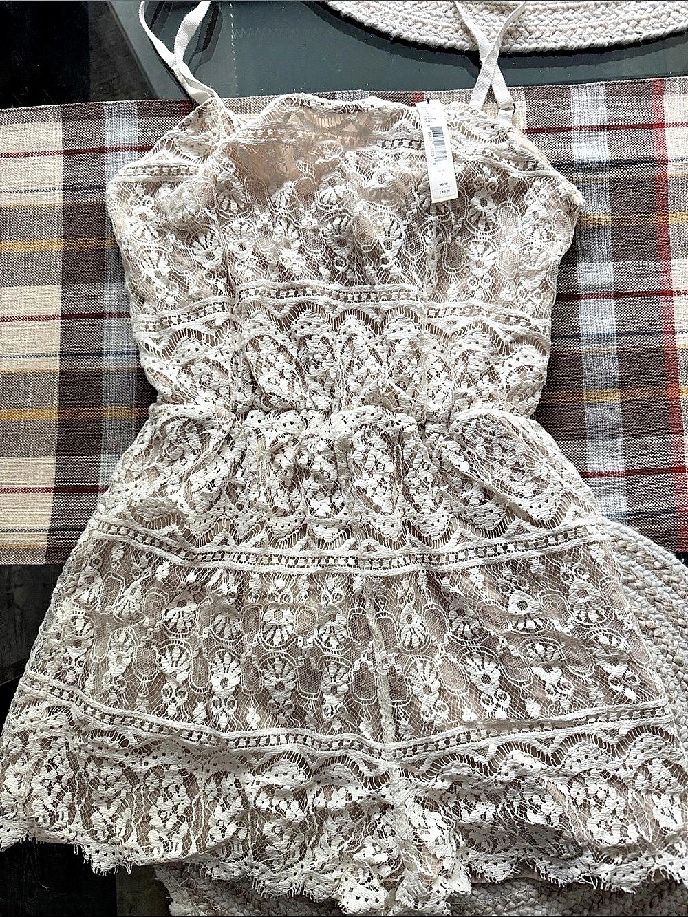 Alice & Olivia Joy Ride Romper Mini Dress Brown & White NWT
